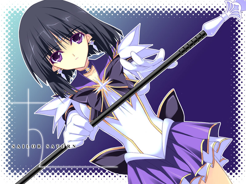 Anime Girl with Staff — Purple, Dramatic, Gloves