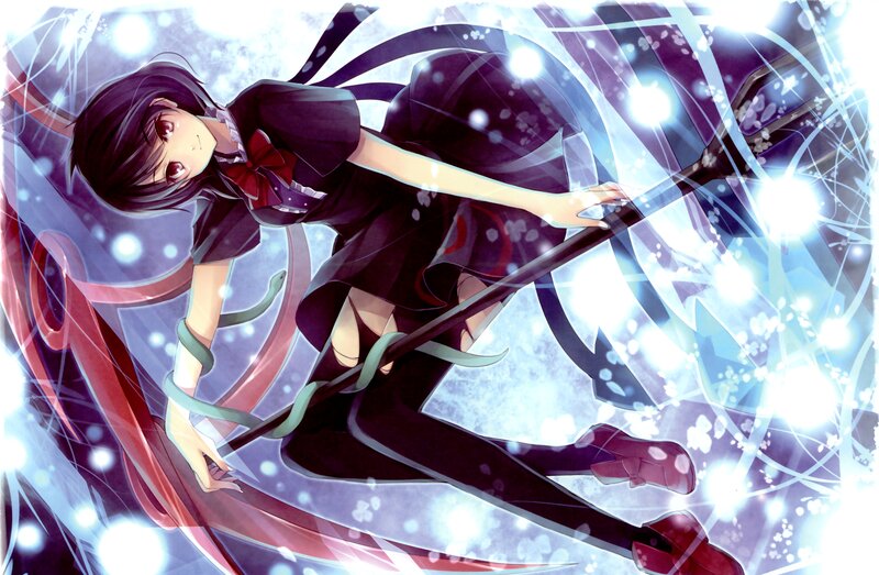 Anime Girl with Staff — Purple, Dramatic, Manga, Ribbon
