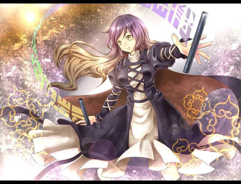 Anime Girl with Staff — Purple, Dramatic, Manga