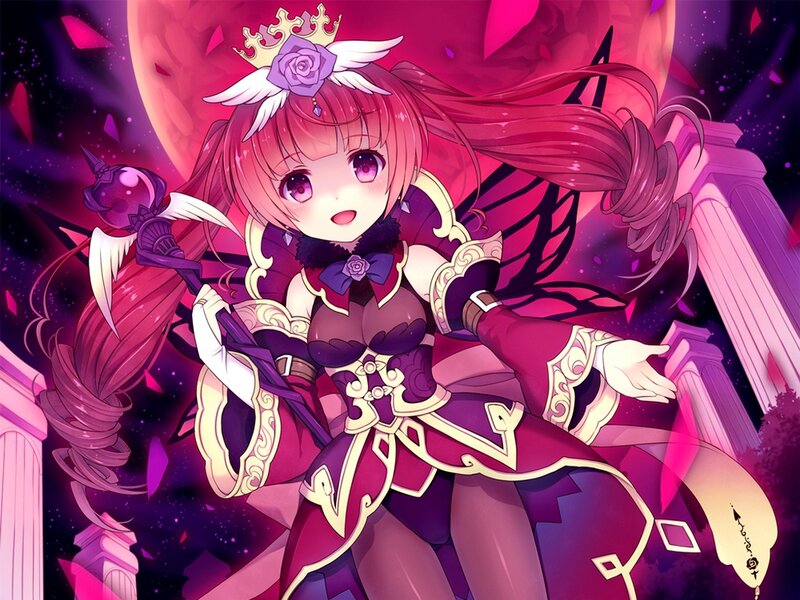 Anime Girl with Staff — Purple, Dramatic, Night, Digital Art, Crown