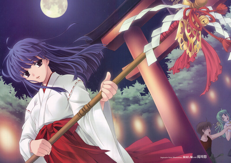 Anime Girl with Staff — Purple, Dramatic, Night, Moon