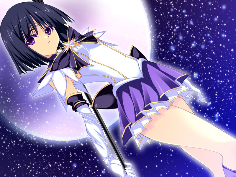 Anime Girl with Staff — Purple, Dramatic, Night