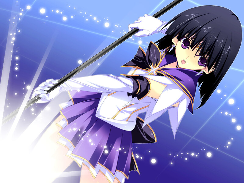 Anime Girl with Staff — Purple, Dramatic, Skirt