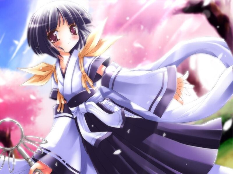 Anime Girl with Staff — Purple, Dramatic, Spring