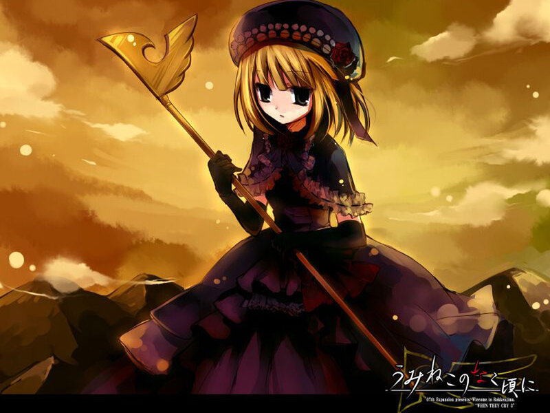 Anime Girl with Staff — Purple, Dramatic, Sunset, Dress