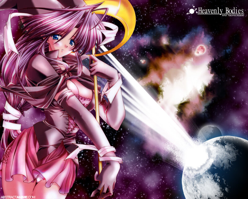 Anime Girl with Staff — Purple, Dramatic