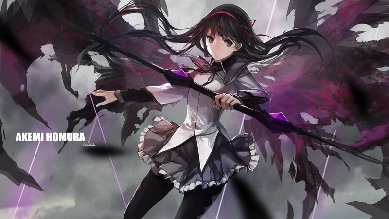 Anime Girl with Staff — Purple, Dramatic, Wings