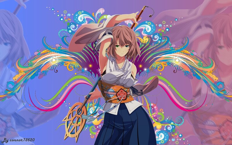 Anime Girl with Staff — Purple, Dynamic, Digital Art