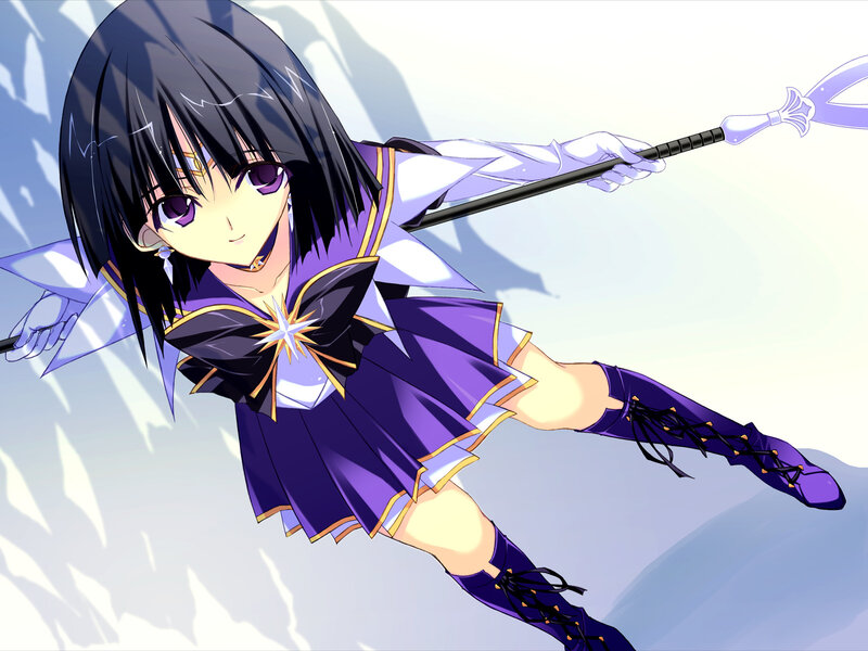 Anime Girl with Staff — Purple, Dynamic