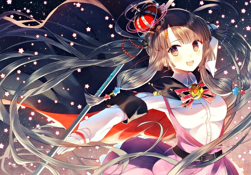 Anime Girl with Staff — Purple, Fantastical