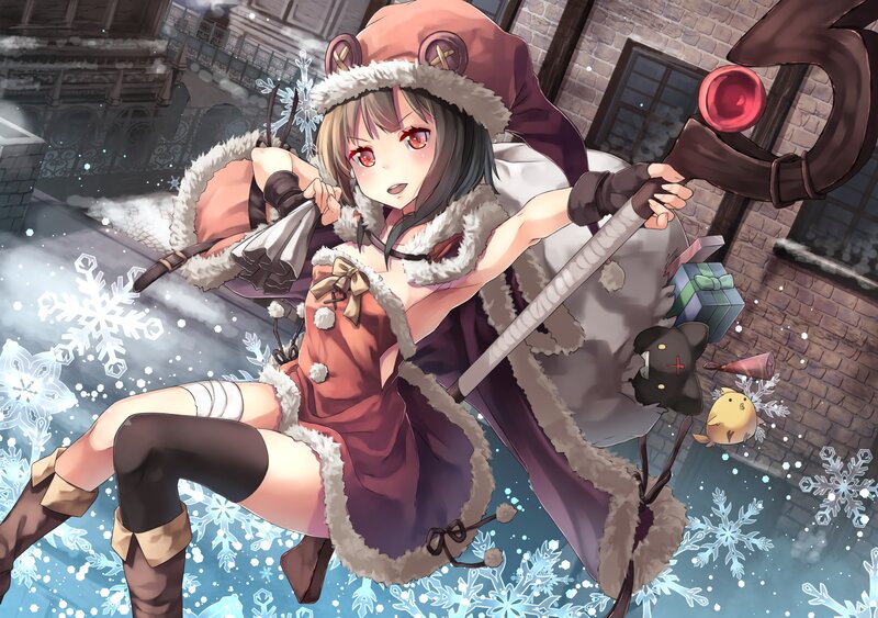 Anime Girl with Staff — Purple, Festive, Winter