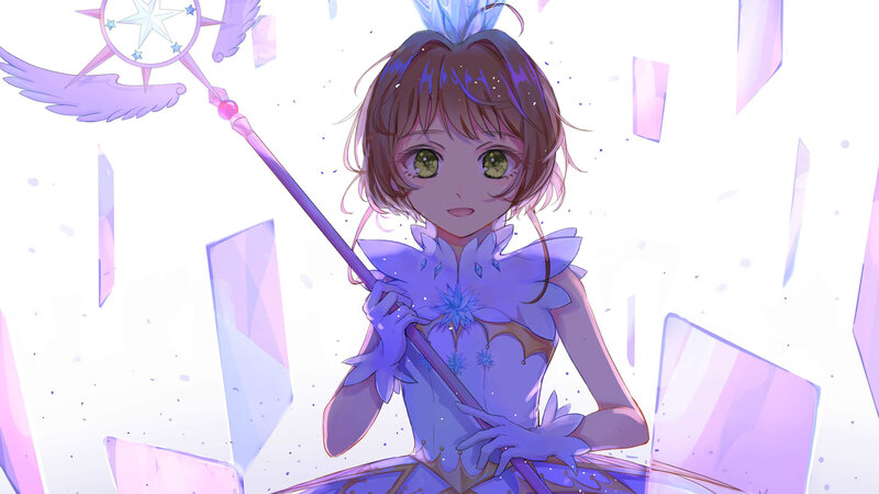 Anime Girl with Staff — Purple, Magical, Digital Art