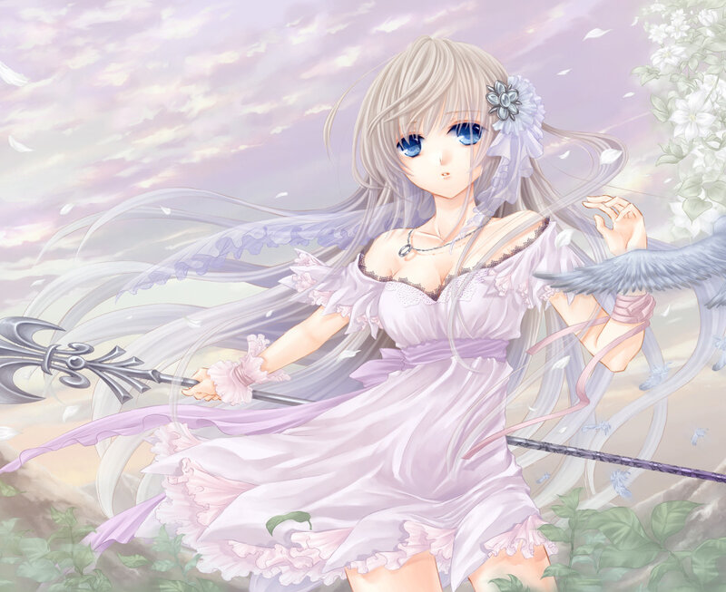 Anime Girl with Staff — Purple