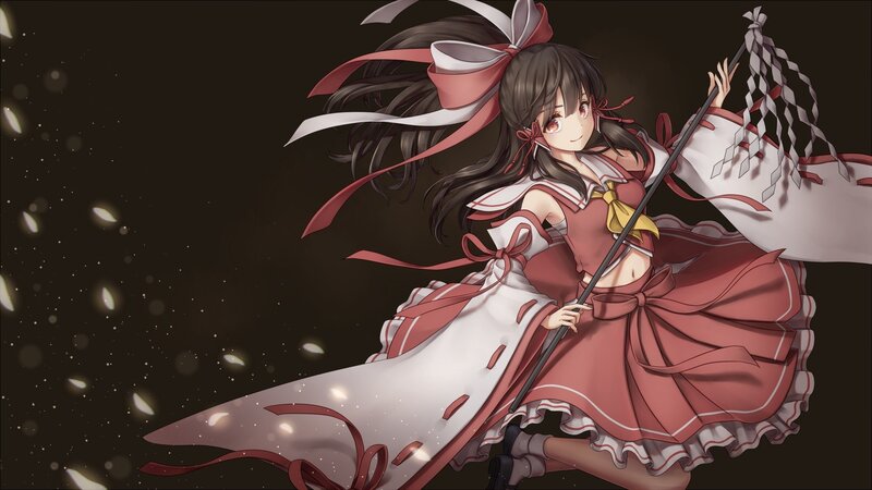 Anime Girl with Staff — Red, Calm, Night