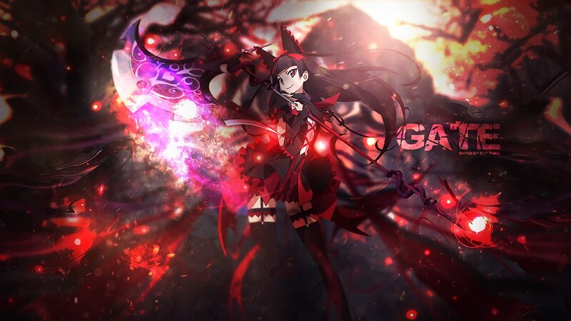 Anime Girl with Staff — Red, Dramatic, Digital Art, Magic