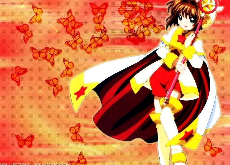 Anime Girl with Staff — Red, Dramatic, Sunset