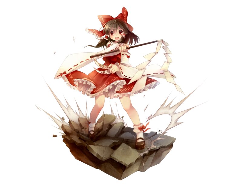 Anime Girl with Staff — Red, Dynamic, Digital Art, Dress