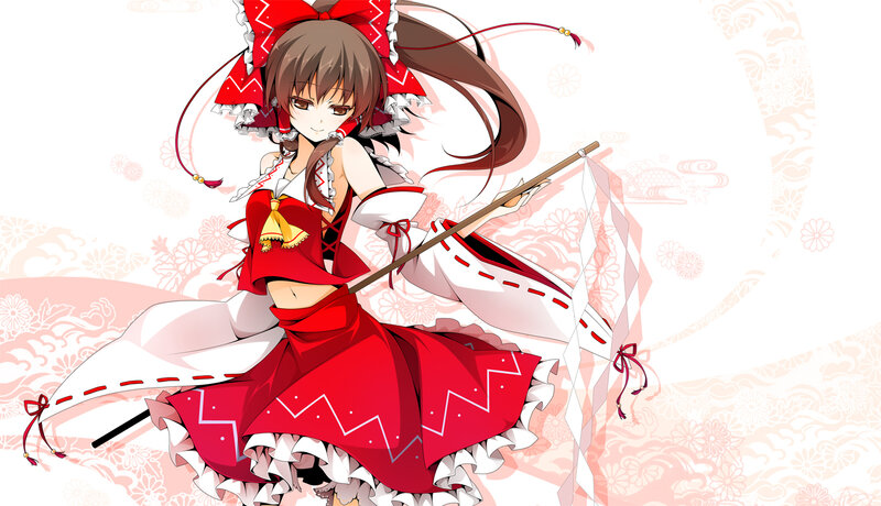 Anime Girl with Staff — Red, Playful