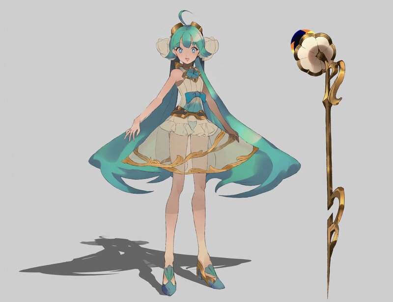 Anime Girl with Staff — Teal