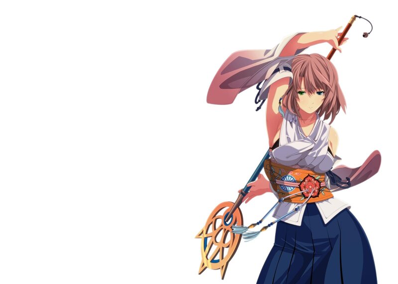 Anime Girl with Staff — White, Calm, Sword