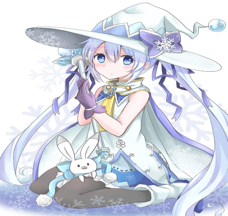 Anime Girl with Staff — White, Calm, Winter