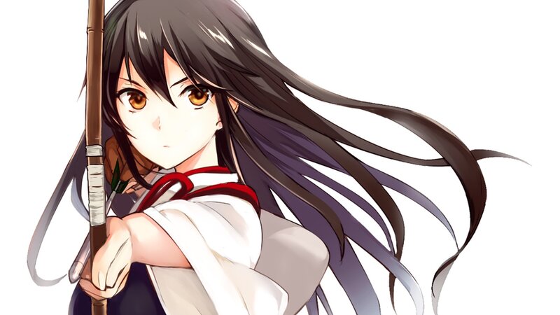 Anime Girl with Staff — White, Determined