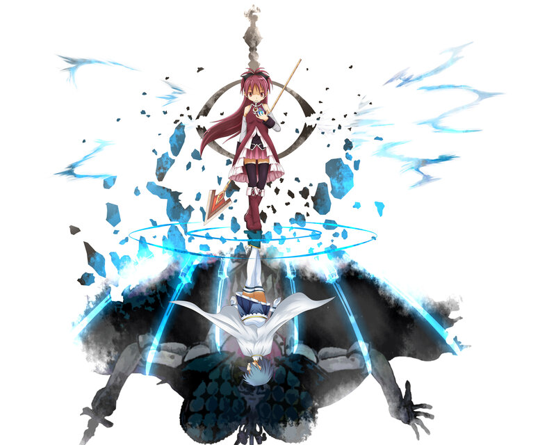 Anime Girl with Staff — White, Dramatic, Digital Art, Magic Circle
