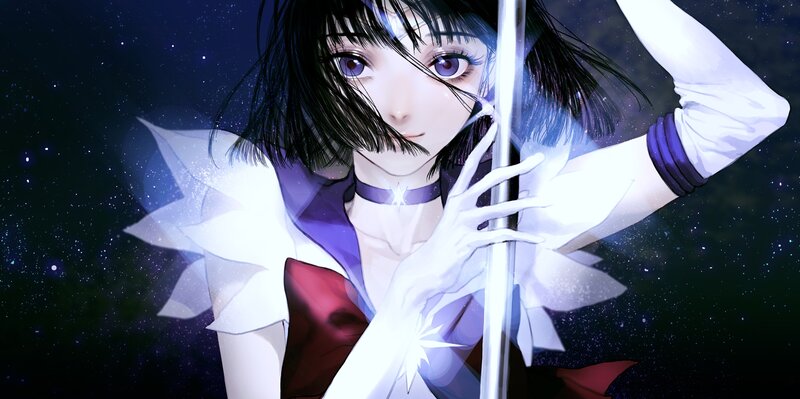 Anime Girl with Staff — White, Dramatic, Night