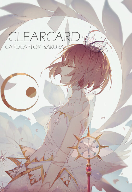 Anime Girl with Staff — White, Serene, Digital Art, Crown