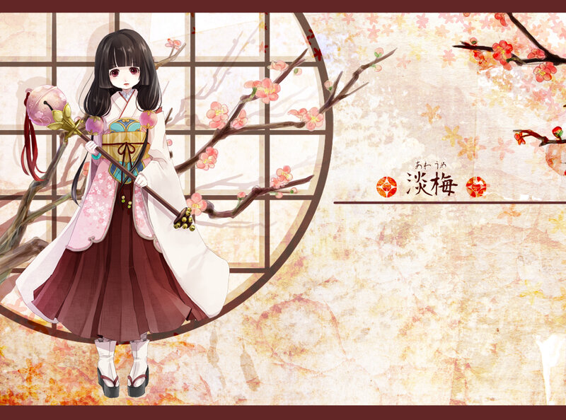 Anime Girl with Staff — White, Serene, Spring
