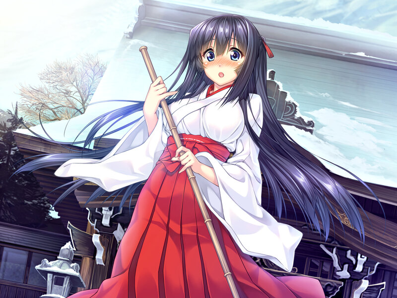 Anime Girl with Staff — White, Serene, Winter