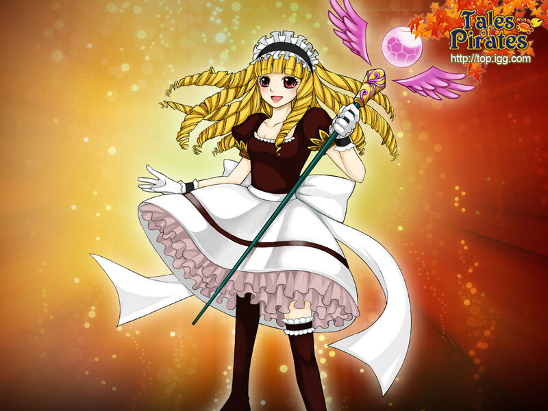 Anime Girl with Staff — Yellow, Dramatic, Autumn