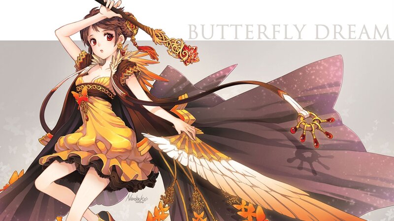 Anime Girl with Staff — Yellow, Dramatic, Digital Art, Cape