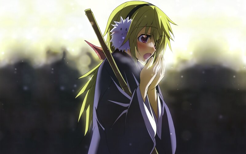 Anime Girl with Staff — Yellow, Dramatic, Sunset