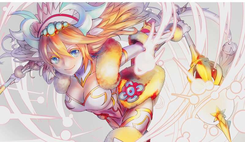 Anime Girl with Staff — Yellow, Dynamic, Digital Art