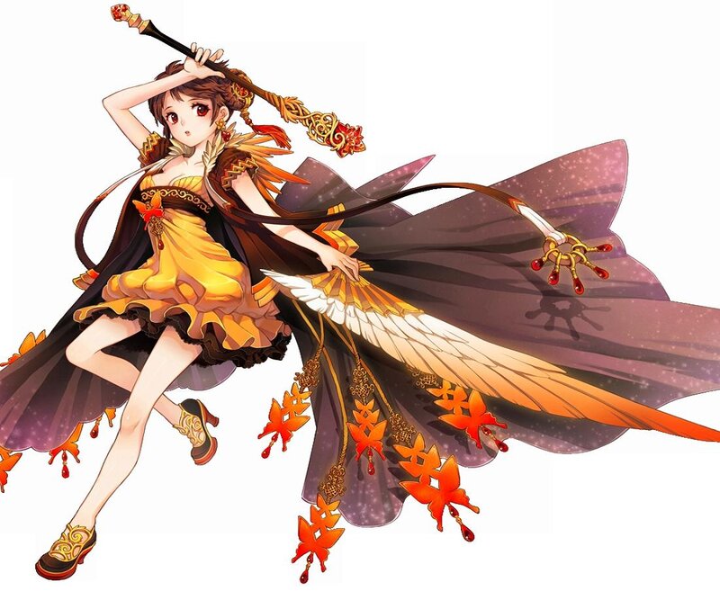Anime Girl with Staff — Yellow, Dynamic