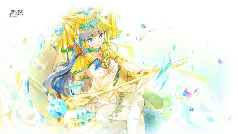 Anime Girl with Staff — Yellow, Magical
