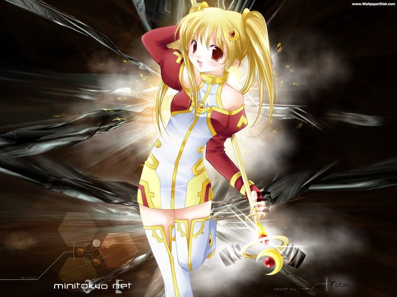 Anime Girl with Staff — Yellow