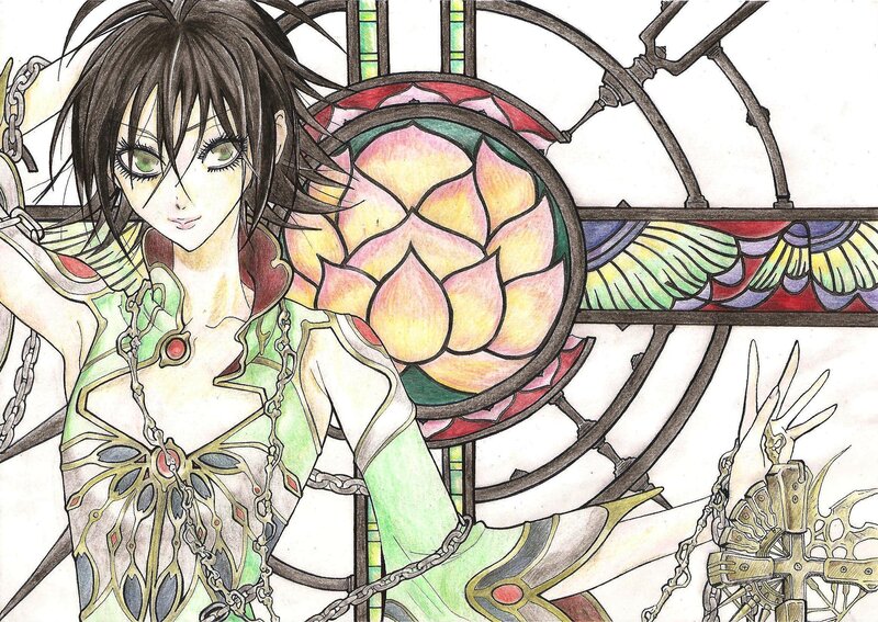 anime girl with stained glass