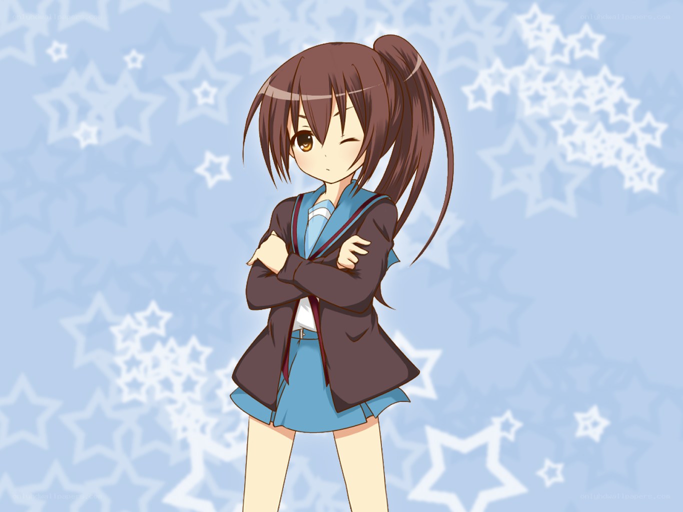 anime girl with star background