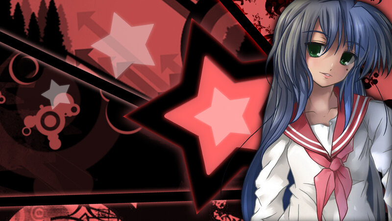 anime girl with star background