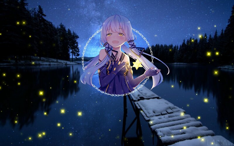 Anime Girl with Star — Blue, Serene