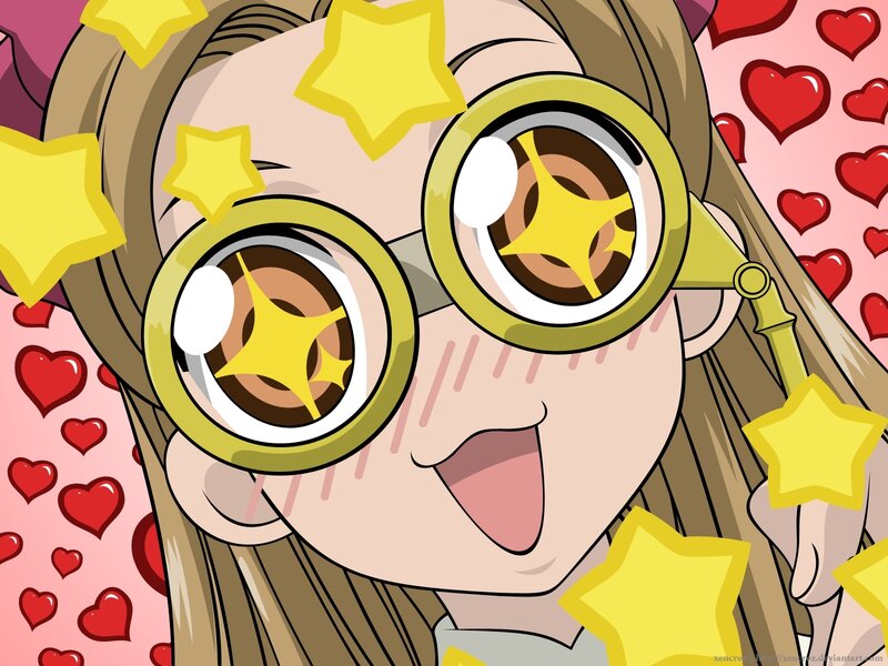anime girl with star eyes