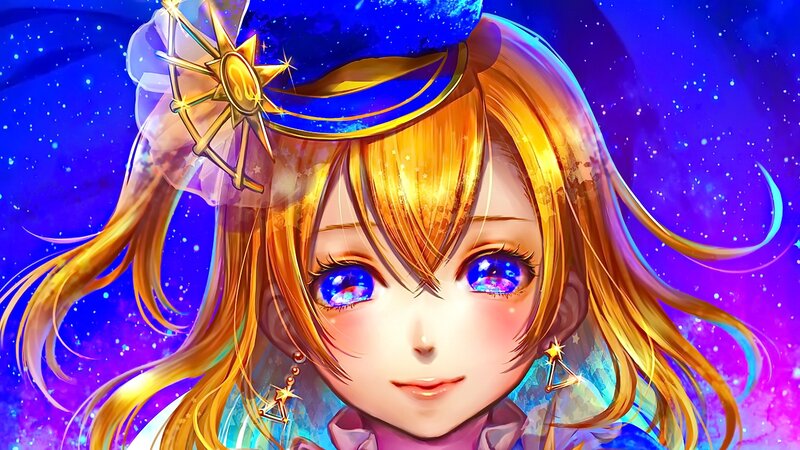 Anime Girl with Star Eyes — Blue