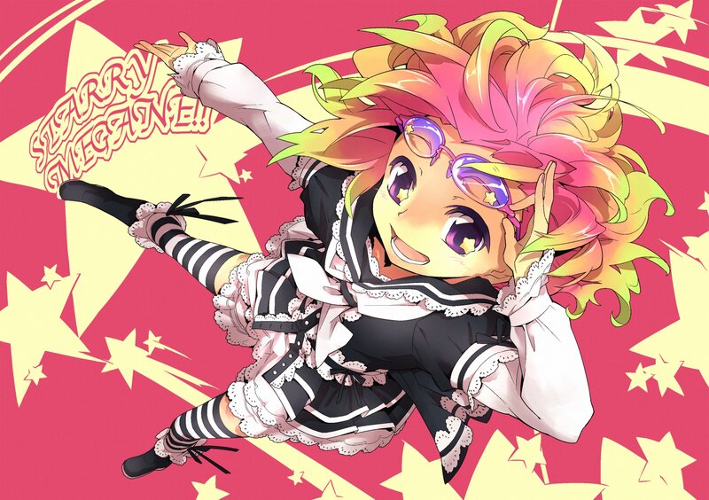 anime girl with star glasses