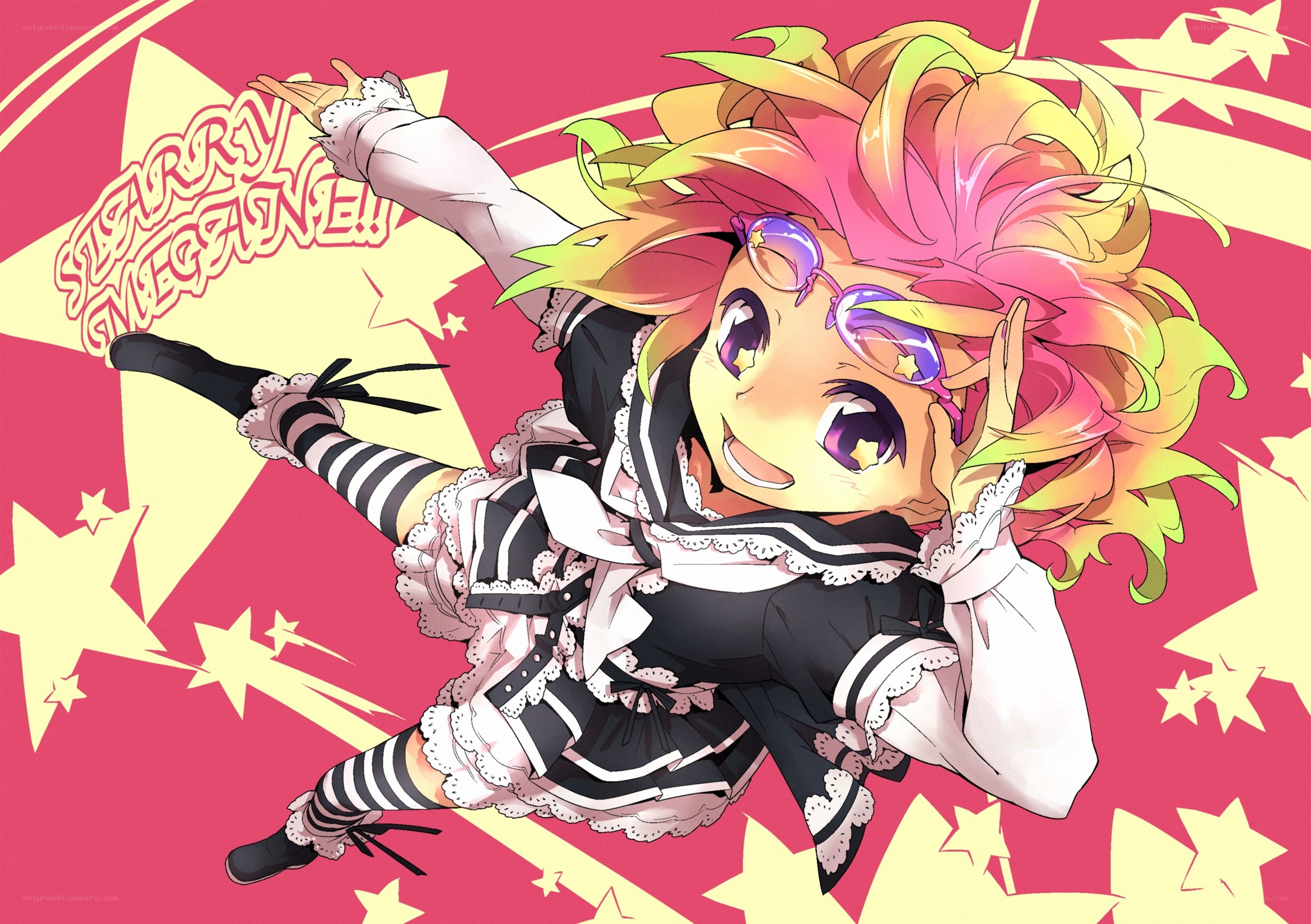 anime girl with star glasses