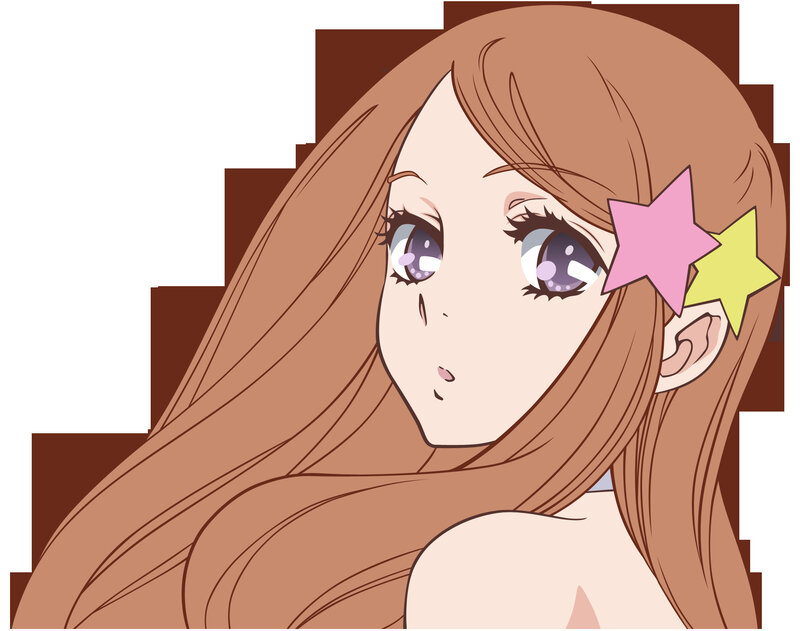 anime girl with star hair clips