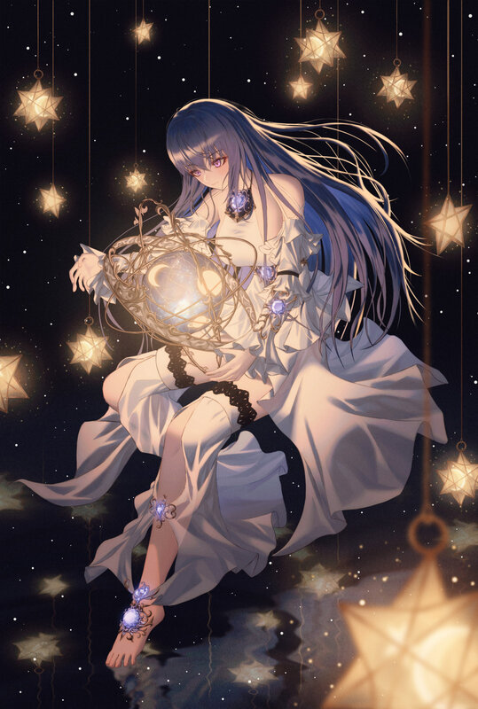 Anime Girl with Star Lanterns