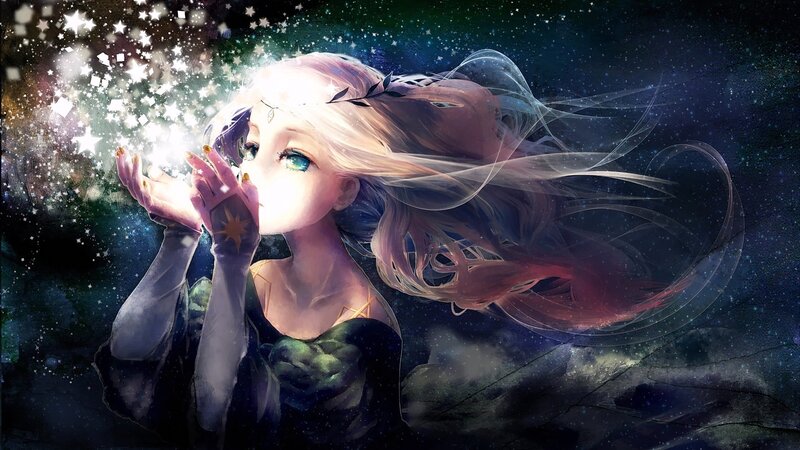 Anime Girl with Star Magic — Blue
