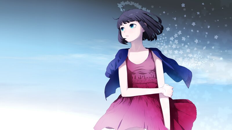 anime girl with star particles